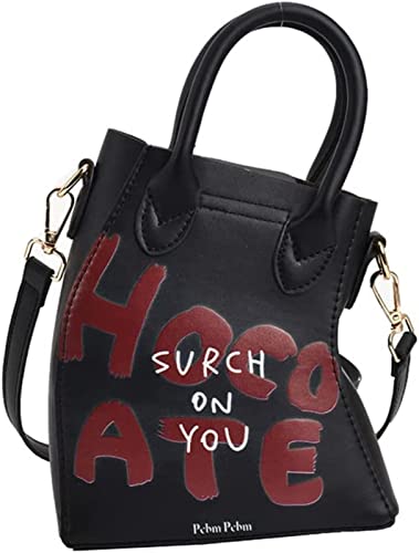 GRUBIFY Bolsa assimétrica com letras bolsa mensageiro moda bolsa de ombro para meninas (Color : Blac