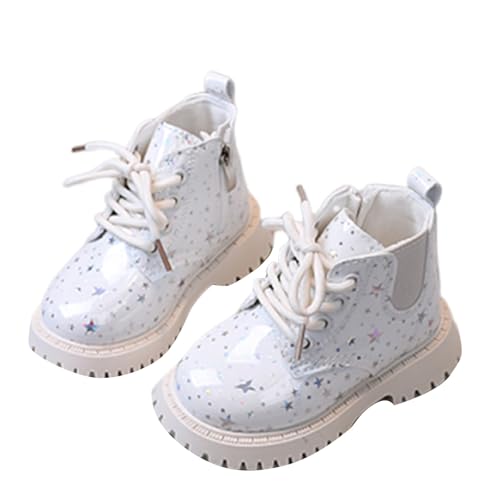 IWIHMIV Girls Glitter Ankle Boots Lace Up Winter Boots with Side Zipper Short Boots Cute Non Slip Ankle Boots Dress Boots