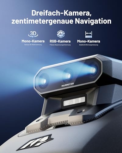MAMMOTION YUKA mini 2 500 Mähroboter ohne Begrenzungskabel, Empf. 500 m², Kein RTK, Kein Signalabbruch, KI TrueVision-Navigation, Auto-Mehrzonen-Kartierung, DropMow, RWD für 45% Steigung, 4.5Ah-Akku 2