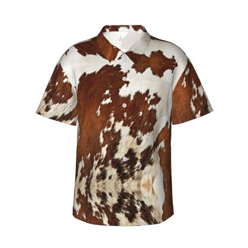 Chemise hawaïenne en cuir rouge et blanc pour homme avec poche poitrine