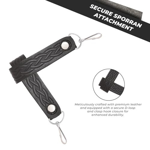 Leather Sporran Belt with Metal Chain/Hook - Chain Suspender - Hook Suspender Durable Scottish Kilt Accessory4
