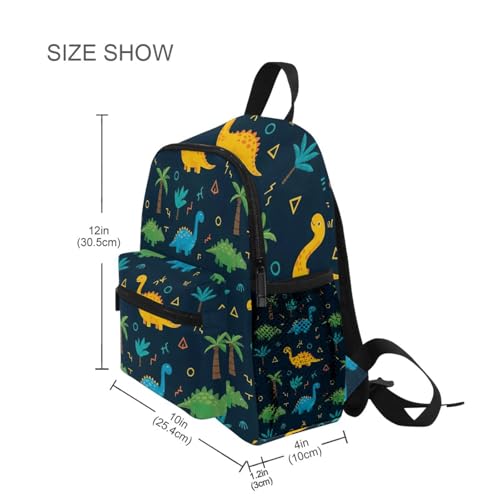 Colorful Cartoon Dinosaurs Green Toddler Boy Backpack with Name Tag, Kids School Backpacks, 3-8 Years4