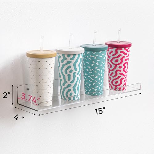 upsimples 4 Pcs 15" Acrylic Shelves for Wall Storage and Organizer, Clear - Image 2