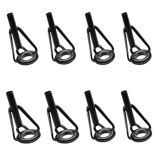Litoexpe 8 Pieces Fishing Rod Tip Repair Kit, Black Stainless Steel Ceramic Guides Ring Fishing Pole Eyelets Repair Kit