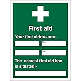 Seco First Aid - Your First Aiders Are/The Nearest First Aid Box Is Situated Sign, 200mm x 300mm - 1mm Semi Rigid Plastic