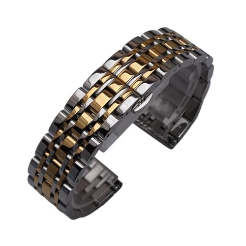 FANJI(ファン) 時計バンドストラップ ステンレススチール シルバーとローズゴールドブレスレット 14mm 16mm 18mm 20mm 21mm 22mm 23mm 24mm ファッション メンズ(Silver with gold,14mm)