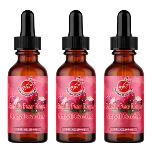 Natural Home Cures Prickly Pear Drops, Concentrated Nopal Cactus Fruit Liquid Supplement with Vitamin B12, Antioxidants, Betalains, Vitamins & Trace Minerals, 2 Fl Oz (Pack of 3)