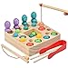 YOTINO Angelspiel Holzspielzeug 2 In 1Angelspiel Montessori Lernspielzeug Montessori Spielzeug Lernspielzeug Magnettafel Kinderspielzeug für Kinder ab 3 Jahre