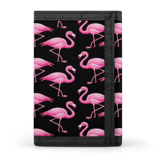 Fashion Thin Lovely Animal Pink Flamingo Wallets, Fold Trifold Wallet with ID Holder And Key Chain, Compact Wallet for Outdoor Travel