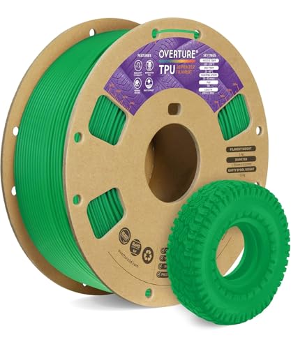Image of OVERTURE TPU Filament 1.75mm Flexible Roll, 95A Soft 3D Printer Filament, 1kg Spool (2.2 lbs), Fit Most FDM Printer (TPU Green)