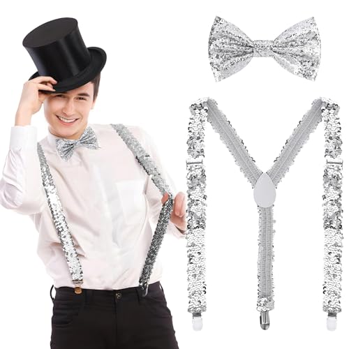 Pailletten-Kostüm-Set Für Karneval & Party – Roter Hut & Fliege, Aus Polyester, Für Fasching & Junggesellenabschied