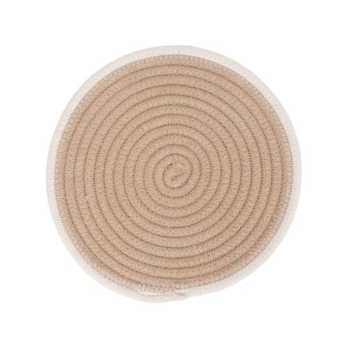 Image of DENOVA Cotton Rope Trivet for Hot Pans and Pot, Heat Resistant Table Mat, Round Handmade, Kitchen and Home Decor, Beige and creame Line Pack of 3