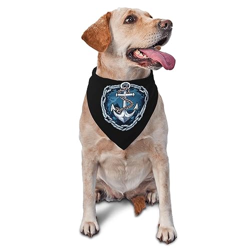 Badge with Ship's Wheel and Anchor Rope Triangle Dog Bandana Scarf Accessories for Pet Bibs