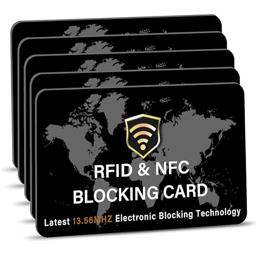 SaiTech IT 5 Pack RFID Blocking Card NFC Contactless Debit/Credit Card ATM Passport Protector ideal for Men & women slim with World map design perfectly fit in wallet(Black)