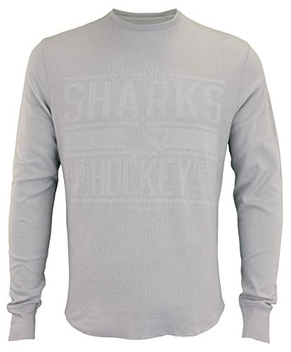 Reebok San Jose Sharks NHL Mens Long Sleeve Thermal Shirt, Light Grey (Small)