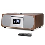 LEMEGA M5P DAB Radio with CD Player,WIFI Internet Radio,DAB+ FM Digital Radio,Bluetooth Speaker,Spotify Connect,35W Hi-Fi Stereo Music System,USB player,Dual Alarms Clock with Remote Control,Walnut