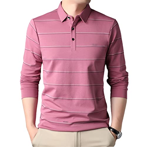 Polo en soie de mûrier Haitpant manches longues uni homme couleur rose taille L