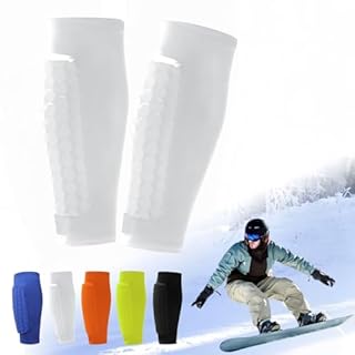 Protection Tibia Ski, Protege Tibia Ski, Chaussette Protege Tibias, protège-Tibias Respirants et antidérapants, Protège Tibias Anti Chocs Professionnels pour (protège Tibia, Blanc, L)