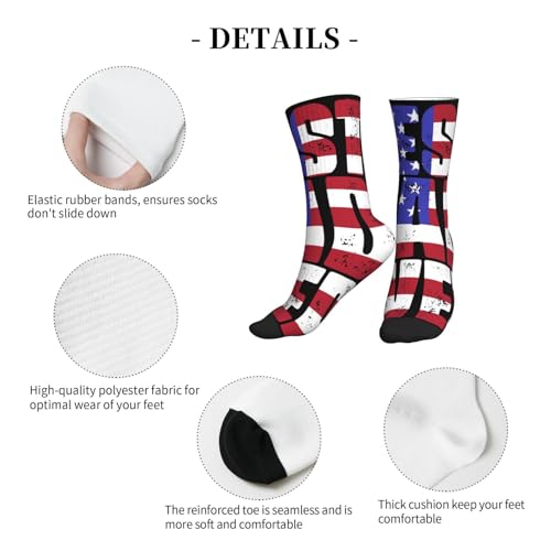 Best Dad Ever Father's Day American Flag 16 Inch Crew Socks Novelty Athletic Sock for Women Men4