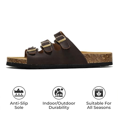 Project Cloud Genuine Leather Summer Sandals for Women 2025 - Memory Foam & Cork Footbed Beach Vacation Essentials Womens Sandals Comfortable Lightweight Slides for Women Footwear (Capri)3