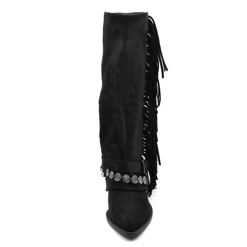 IF Texani Cowboy Western Scarpe da Donna Stivali Stivaletti Frange Camperos Etnici ML60