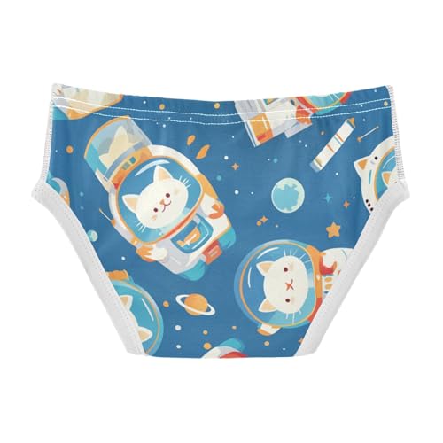 KLL Cute White Cat Astronaut Floating in Space Toddler Boys' Pure Cotton Briefs Underwear Cute Children Panties2