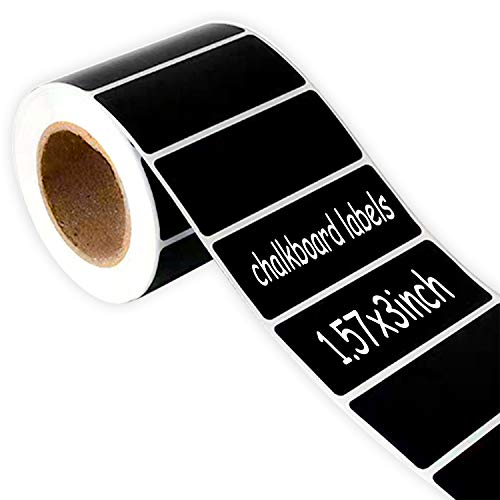 200 Waterproof Chalkboard Labels Reusable Pantry Labels on a Roll for Jars, Canisters, Kilner Jars, Scrapbooking, 1.57 x 3 Inch Removable Sticker to Decorate Your Pantry Storage Office