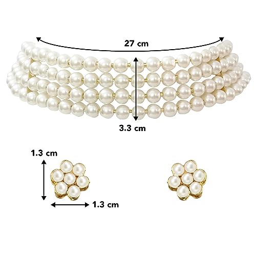 Image of Peora Traditional Maharani Haar Necklace with Earrings Bridal Jewellery Set Gift for Women