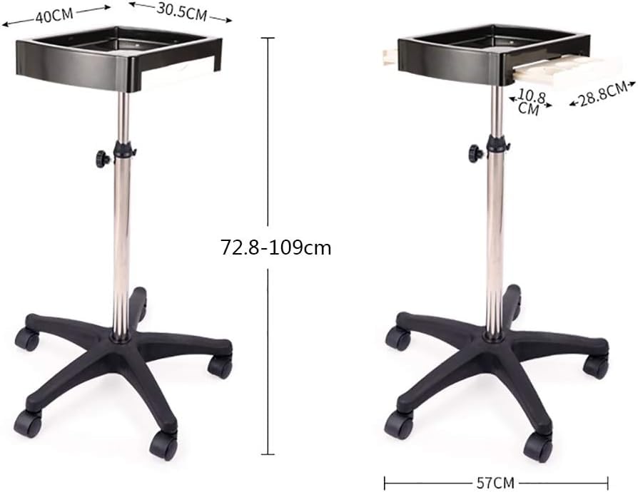 Carrito utilitario de acero inoxidable de 5 ruedas con tope, carrito multiusos para peluquerías, spas de belleza y uso profesional