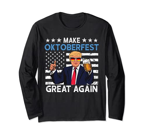 Make Oktoberfest Great Again Shirt Trump Prost Bierkrug Herren Langarmshirt