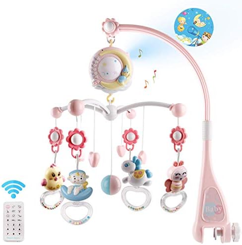 Mini Tudou Baby Crib Mobile with 150 Melodies & Projector Pink