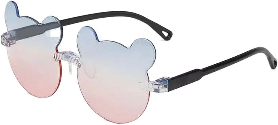 Cartoon Bear Sunglasses | Flexible Frame Circle Sunglasses For Toddler |100% Uv Protection Glasses For Girls & Boys |