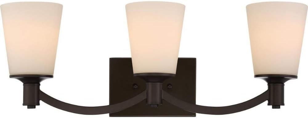 NuvoLighting 60/5923 Laguna 3 Light 100W A19 max. Medium Base Vanity and Wall with White Glass, Aged Bronze