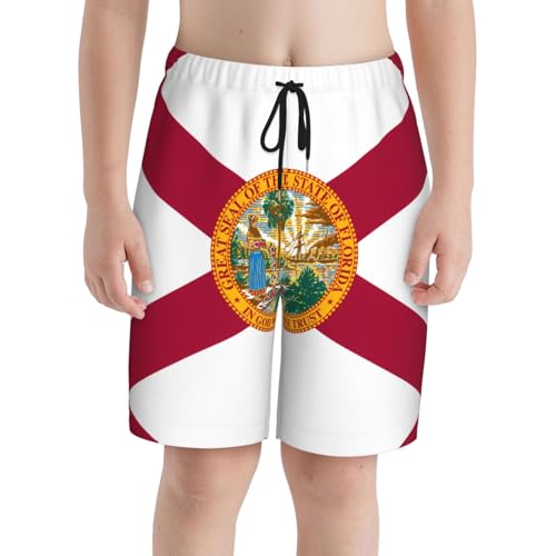 Flag of Florida Youth Beach Pants, Soft and Breathable, with Drawstring Waist, Suitable for Sports and Leisure.3