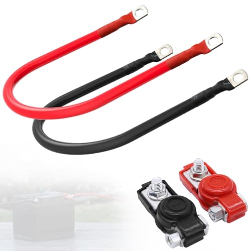 Cocros 4 Gauge Battery Cable 1ft Soldered Battery Pure Copper Flex 4 Gauge AMG Wire with 5/16 Inch Lugs on Both Ends for Cars, Trucks, RV, Solar Powered Vehicles