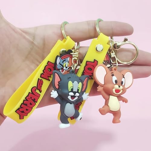 Image of Cute Cartoon Character Silicone 3D Key Chain with Strap Charm & Metal Hook, Merchandise Key Rings Gift for Kids Girls Boys Men & Women