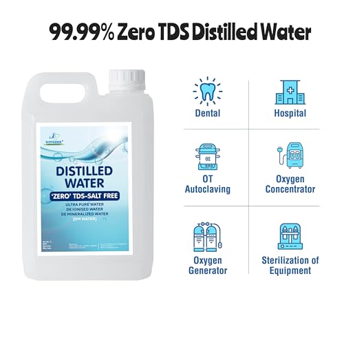 Image of VITSZEE Distilled Water 1L DM water, Pure Di-Ionised Distilled Water For multipurpose Uses Battery /Inverter, Autoclaving, Reagent Water,Lab And Scientific Products 1 Litre