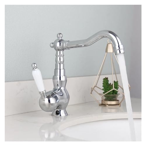 Grifo para lavabo de baño cromado con un solo mango de cerámica Style D 4