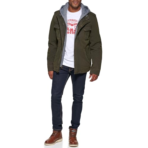Image of Levi's Men's Washed Cotton Hooded Military Jacket (Regular & Big & Tall Sizes)