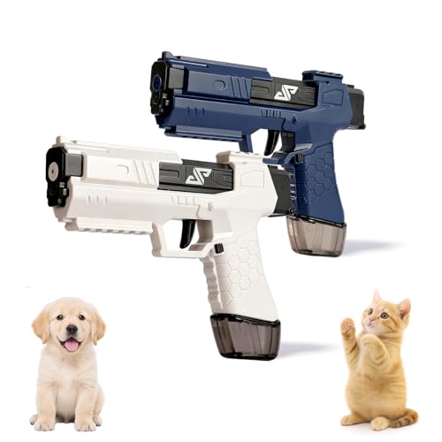 2 Pack Pet Training Water Gun for Cats & Dogs Mechanical Linkage Squirt Gun with Detachable Magazine Tank Top Refill Helps Reduce Leaks for Scratching Barking & Unwanted Behavior Blue & White