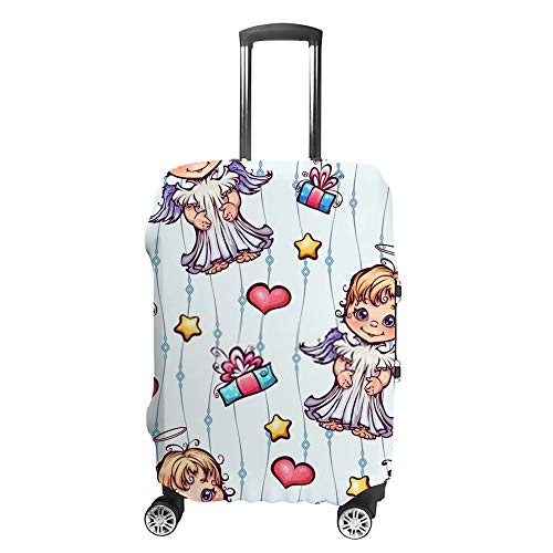 Housse de valise motifs anges Ruchen en tissu blanc lavable