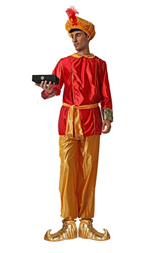 Gojoy shop- Disfraz de Paje para Hombres Navidad Carnaval (Contiene Gorro, Cinturón, Camiseta, Pantalón y Mochila de Cuerdas adulto L=170CM-180CM) (Rojo)