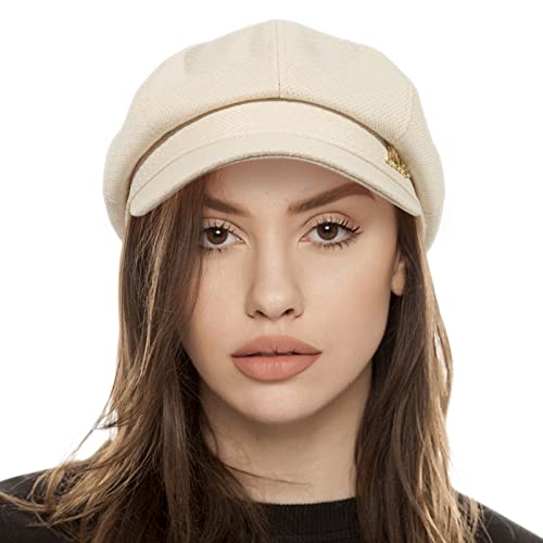 Womens Newsboy Hats Cotton Cabbie Gatsby Visor Beret Hat Girls Pageboy Caps For Womens White #TOP1