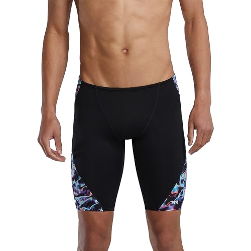 TYR Men's Durafast Elite Blade Splice Jammer Swimsuit, Multi/Energia, 38