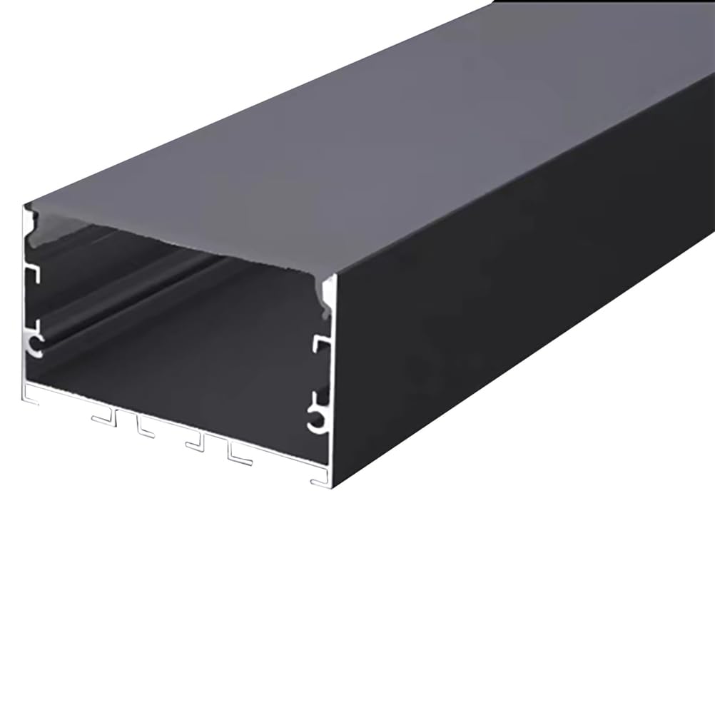 Perfil de aluminio LED, difusor de tira de luz en forma de U, canal negro con cubierta blanca lechosa, difusor LED en forma de U