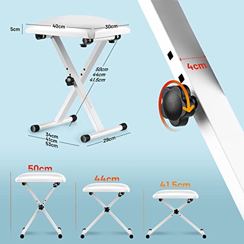 CAHAYA Banc de Piano Tabouret de Piano Pliable réglable en Hauteur, siège de Piano en Forme de X, Banc de Piano Stable Tabouret de Piano rembourré, Blanc CY0257-1 - Les Beatles, Paul McCartney, John Lennon, RIngo Starr, George Harrison CAHAYA Banc de Piano Tabouret de Piano Pliable réglable en Hauteur, siège de Piano en Forme de X, Banc de Piano Stable Tabouret de Piano rembourré, Blanc CY0257-1 – Image 4