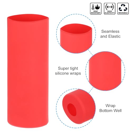 PATIKIL Silicone Sublimation Tumblers Sleeve, 2 Pcs Heat Resistant Seamless Tumblers Wrap for 30 Oz Skinny Sublimation Blank Cups, Red - Image 4
