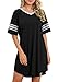 WEACZZY Women's Nightgown Soft Sleep Shirt V Neck Short Sleeve Loungewear Loose Comfy Fashion NightShirts (Black,Medium)