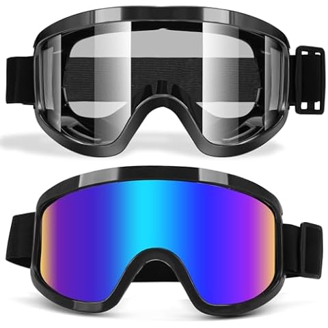 Lievermo Motorcycle Goggles, Dirt Bike Goggles 2 Pack ATV Goggles Riding Goggles Ski Goggles UTV Helmet Goggles Offroad Goggles UV400 (Black+Clear) Cover