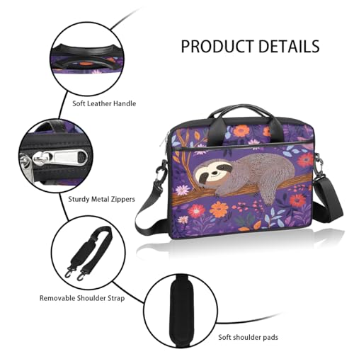 Bolso para laptop de 15 pulgadas Sloth Branch Flowers miniatura 4